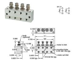 BFC-6B, 6-Station Block Flow Control, Meter In Flow, Adjustment Screwdriver Slot