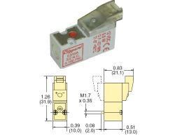 24V Miniature Valves with In-Line Connector with LED for 10mm Manifold, 3/2 Normally Closed