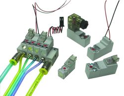24V Miniature Valves with In-Line Connector with LED for 10mm Manifold, 3/2 Normally Closed
